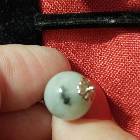 JADE STERLING SILVER EARRINGS. - Picture 5 of 8